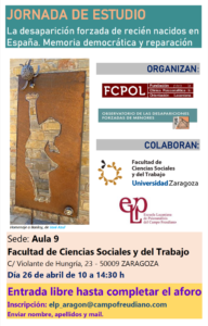Jornada de Estudio sobre la desaparición forzada de recién nacidos en España @ Facultad de Ciencias Sociales y del Trabajo